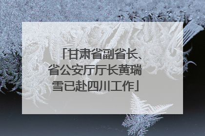 甘肃省副省长、省公安厅厅长黄瑞雪已赴四川工作