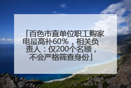 百色市直单位职工购家电最高补60％，相关负责人：仅200个名额，不会严格筛查身份