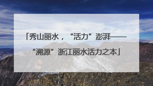秀山丽水，“活力”澎湃——“溯源”浙江丽水活力之本