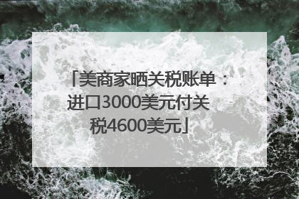 美商家晒关税账单：进口3000美元付关税4600美元