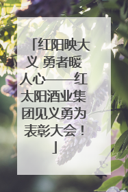 红阳映大义 勇者暖人心——红太阳酒业集团见义勇为表彰大会！