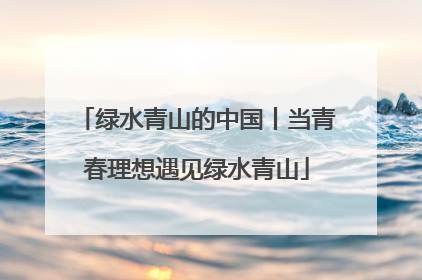 绿水青山的中国丨当青春理想遇见绿水青山