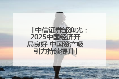 中信证券邹迎光：2025中国经济开局良好 中国资产吸引力持续提升