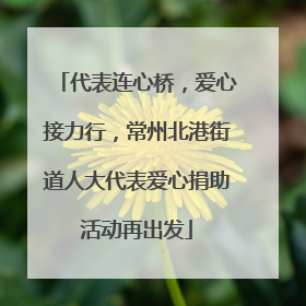 代表连心桥，爱心接力行，常州北港街道人大代表爱心捐助活动再出发