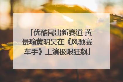 优酷闯出新赛道 黄景瑜黄明昊在《风驰赛车手》上演极限狂飙