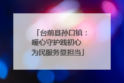 台前县孙口镇：暖心守护践初心 为民服务显担当