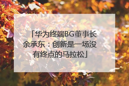 华为终端BG董事长余承东：创新是一场没有终点的马拉松