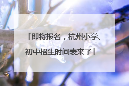 即将报名，杭州小学、初中招生时间表来了