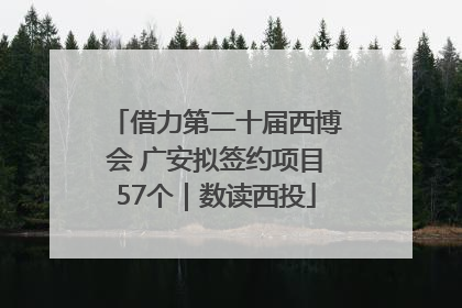 借力第二十届西博会 广安拟签约项目57个｜数读西投
