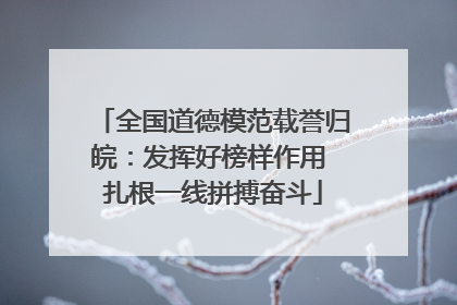 全国道德模范载誉归皖：发挥好榜样作用 扎根一线拼搏奋斗