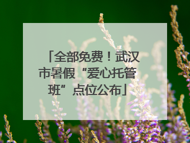 全部免费！武汉市暑假“爱心托管班”点位公布