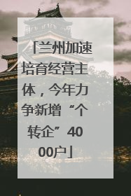 兰州加速培育经营主体，今年力争新增“个转企”4000户