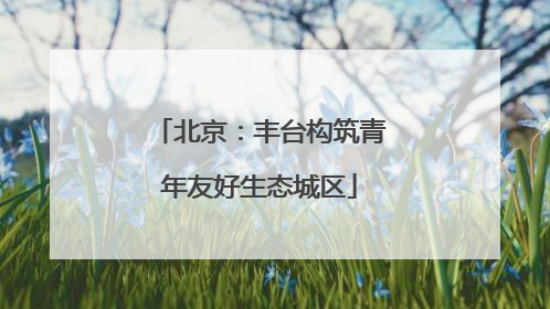 北京：丰台构筑青年友好生态城区