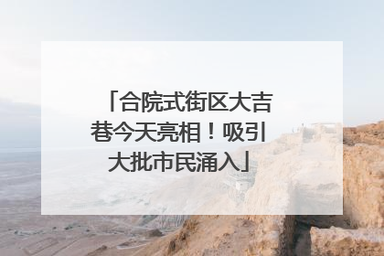 合院式街区大吉巷今天亮相！吸引大批市民涌入