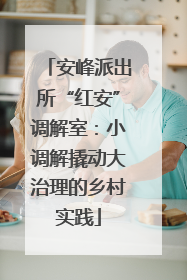 安峰派出所“红安”调解室：小调解撬动大治理的乡村实践