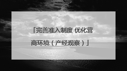 完善准入制度 优化营商环境（产经观察）