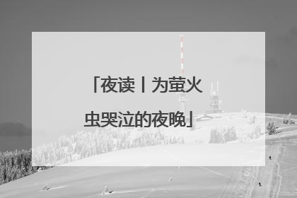 夜读丨为萤火虫哭泣的夜晚