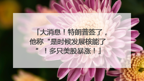 大消息！特朗普签了，他称“是时候发展核能了”！多只美股暴涨！