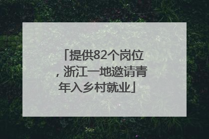提供82个岗位，浙江一地邀请青年入乡村就业