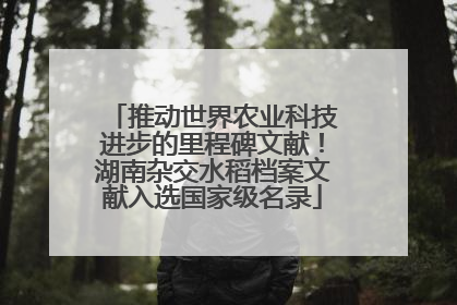 推动世界农业科技进步的里程碑文献！湖南杂交水稻档案文献入选国家级名录