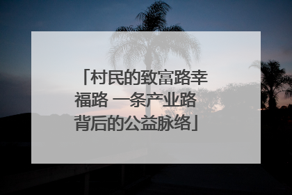 村民的致富路幸福路 一条产业路背后的公益脉络