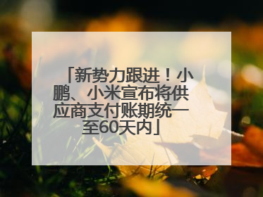 新势力跟进！小鹏、小米宣布将供应商支付账期统一至60天内