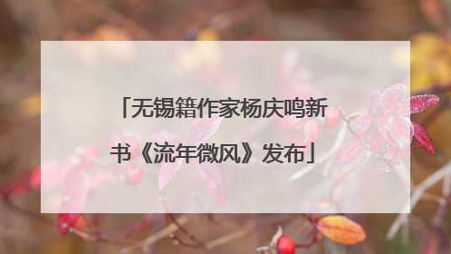 无锡籍作家杨庆鸣新书《流年微风》发布