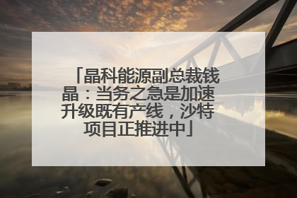 晶科能源副总裁钱晶：当务之急是加速升级既有产线，沙特项目正推进中