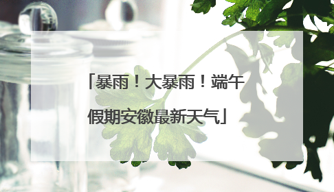 暴雨！大暴雨！端午假期安徽最新天气