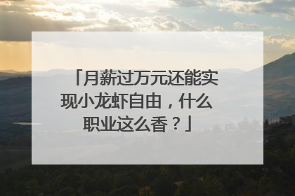 月薪过万元还能实现小龙虾自由，什么职业这么香？