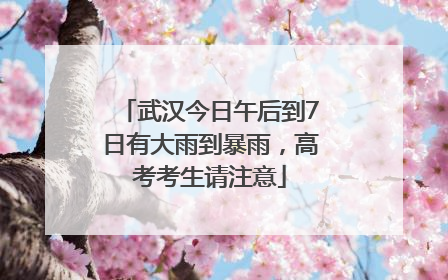 武汉今日午后到7日有大雨到暴雨，高考考生请注意