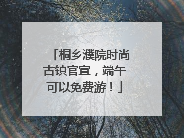 桐乡濮院时尚古镇官宣，端午可以免费游！