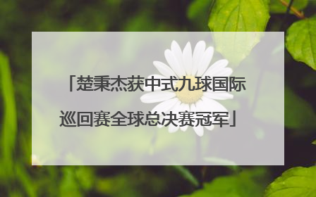 楚秉杰获中式九球国际巡回赛全球总决赛冠军