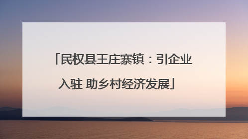 民权县王庄寨镇：引企业入驻 助乡村经济发展