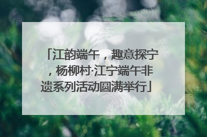 江韵端午，趣意探宁，杨柳村·江宁端午非遗系列活动圆满举行