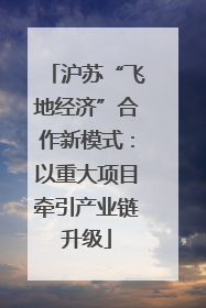 沪苏“飞地经济”合作新模式：以重大项目牵引产业链升级