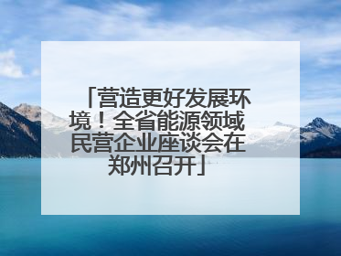 营造更好发展环境！全省能源领域民营企业座谈会在郑州召开