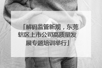 解码监管新规，东莞辖区上市公司高质量发展专题培训举行