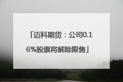 迈科期货：公司0.16%股票将解除限售