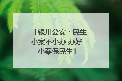 银川公安：民生小案不小办 办好小案保民生