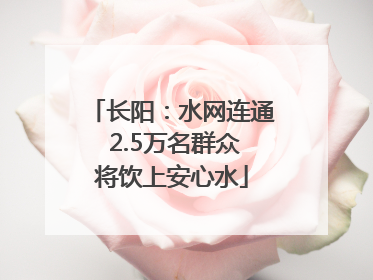 长阳：水网连通 2.5万名群众将饮上安心水