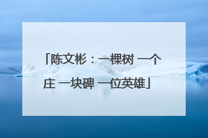 陈文彬：一棵树 一个庄 一块碑 一位英雄