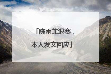 陈雨菲退赛，本人发文回应