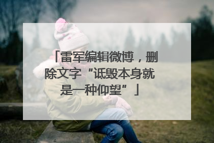 雷军编辑微博，删除文字“诋毁本身就是一种仰望”