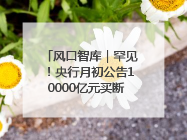 风口智库｜罕见！央行月初公告10000亿元买断式逆回购操作，什么信号？